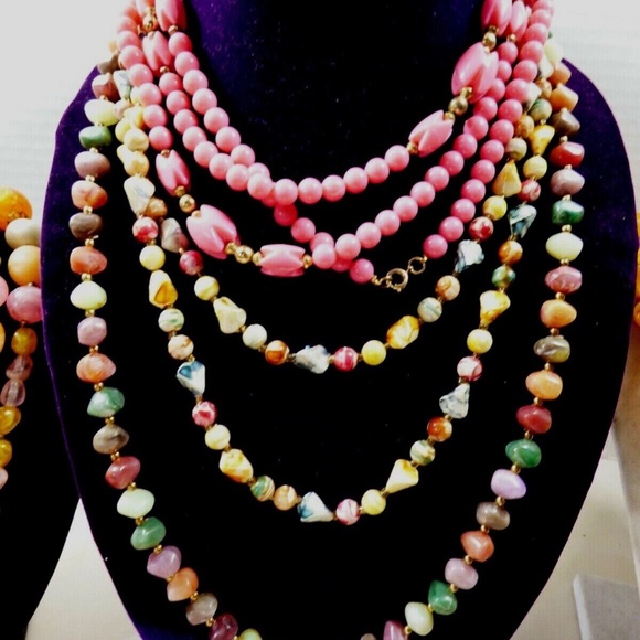 Trifari Jewelry Vintage Retro Lot Of 7 Multi Color Fashion Strands